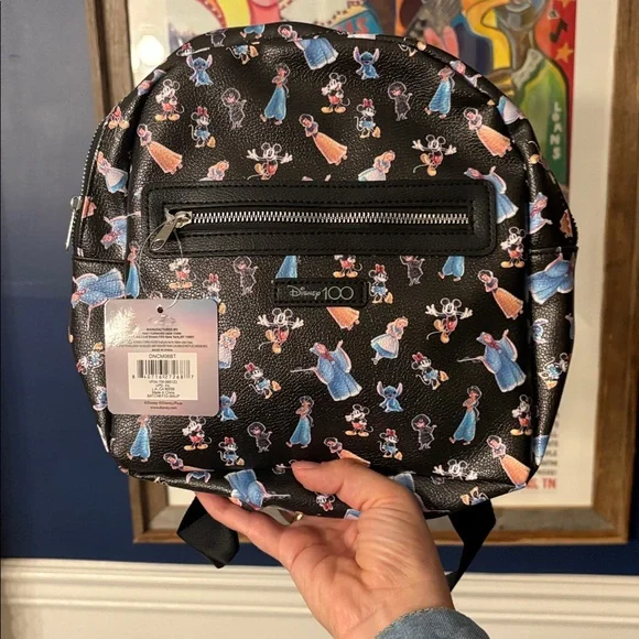 Disney 100 Mini Backpack Featuring Mickey & Minnie Mouse, Stitch NWT - Picture 1 of 5